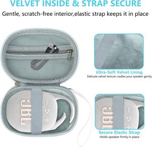 Estuche rígido portátil de EVA para <span class=keywords><strong>JBL</strong></span> Clip5 y <span class=keywords><strong>Clip4</strong></span>, estuche de transporte para altavoz Bluetooth mini con correa para el hogar, exteriores y viajes (blanco) - Product Image 5