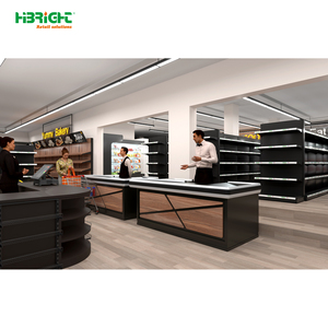 Étagères de supermarché en acier noir, rayonnages de présentation pour la vente au détail, gondoles pour l'épicerie, rangement pour allées de magasin - Product Image 4