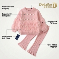 Ensemble de vêtements de créateur pour enfants : Pull en maille de luxe pour filles, pull moelleux et pantalon évasé, tenue d'hiver, ensemble assorti de boutique