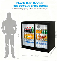 Réfrigérateur NE-200C noir à double porte vitrée, 200L, affichage numérique, faible bruit, refroidisseur arrière pour bar – Meilleures ventes
