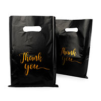 Sacs de courses en plastique PE découpés sur mesure avec logo, poignées incluses, pour emballage de petites entreprises, chaussures en fourrure, écologiques, recyclables, avec message « Merci »