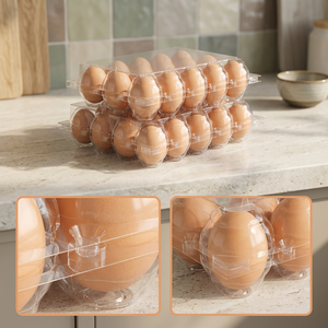 Lot de 10 boîtes à œufs universelles en plastique PP recyclables, durables et écologiques, 66x45x49cm, transparentes, pour rangement et organisation - Product Image 3