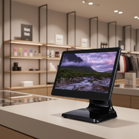 Système de terminal de point de vente (PDV) de restaurant haut de gamme en argent avec écran tactile de 15,6 pouces, prise en charge multi-OS (Windows 10/11/Linux)