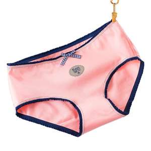 Culottes Bikini Tricotées en Coton Spandex Anti-Bactérien à Taille Mi-Haute avec Nœud et Motif Dessin Animé pour Adolescentes – Vente Directe Usine - Product Image 1