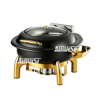 Chauffe-Plats Électrique Professionnel 6L 9L Noir et Or en Acier Inoxydable pour Buffet – Matériel de Restauration Hydraulique