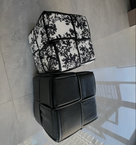 Pouf ottoman de luxe moderne en cuir tressé, banc <span class=keywords><strong>cube</strong></span> design, repose-pieds rembourré pour salon, chambre et mobilier d'hôtel - Product Image 4
