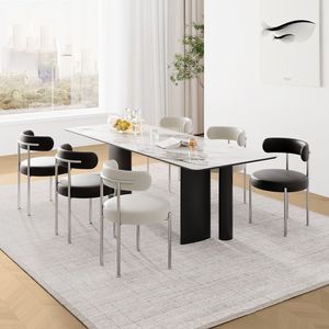 Chaises de salle à manger modernes de luxe en crème blanc pour cuisine et restaurant - Product Image 4