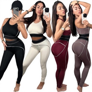 Ensemble de yoga 2 pièces PASUXI, respirant, sans couture, legging taille haute, soutien-gorge de sport, haut à manches longues, tenue de sport pour femme - Product Image 2