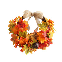 Couronne de feuilles d'érable artificielles Trustloops OEM personnalisée de 40 cm pour la décoration de porte de Thanksgiving, en plastique, avec matériaux écologiques