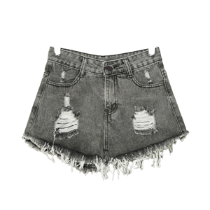 Shorts en jean déchiré extensible grande taille pour femme, style vintage respirant, motif tendance pour l'été, pour jeunes filles et femmes - Product Image 1
