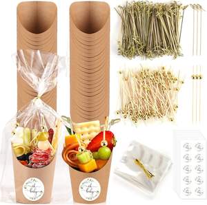Charcuterie <strong>Cups</strong> with Cocktail Picks Labels Disposable French Fry Holder with Bamboo Skewers Toothpicks Kraft French <strong>Paper</strong> <strong>Cup</strong> - Product Image 3