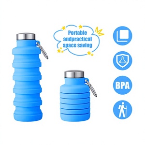 Botella de Agua Plegable de Silicona y Acero Inoxidable con Pajita, Color Personalizable, Apta para Camping, Marca Hailian - Product Image 1