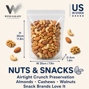 Wholesale Bulk Clear Stand Up Pouch 20*30*4cm 7.9*11.8*1.6in <b>Zip</b> Resealable Transparent Rice Grain Coffee Nut Snack Food <b>Bag</b> OEM - Product Image 3