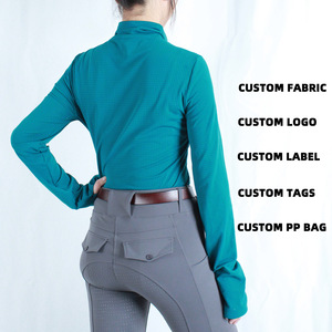 Camisas de equitación para mujer, camisa de equitación con orificio para el pulgar, artículos ecuestres, ropa de equitación transpirable de malla ligera - Product Image 2