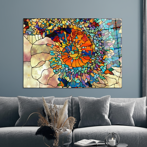 Impresión en Lienzo de Fractales Abstractos: Arte Vibrante de Vidrio Teñido para Pared, ARTE EN VIDRIO TEMPLADO - Product Image 3
