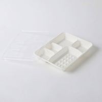 Assiette à déjeuner jetable en bagasse biodégradable à 5 compartiments, plateau alimentaire