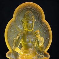 ArtFamily Ornement mural bouddhiste personnalisable en cristal gravé fait main, mettant en scène le Bodhisattva Samantabhadra