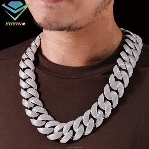 Catena Iced Out in Moissanite VVS all'Ingrosso da <span class=keywords><strong>Uomo</strong></span>, <span class=keywords><strong>Collana</strong></span> a Maglia Cubana da Rapper Larga 13mm-22mm in <span class=keywords><strong>Argento</strong></span> Massiccio <span class=keywords><strong>925</strong></span> Placcato Oro 18k con Diamanti - Product Image 3