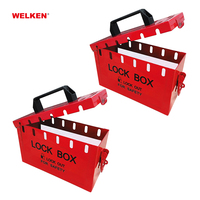 Boîte de verrouillage portable en acier au carbone rouge jaune brun avec couvercle transparent