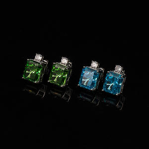 أقراط فاخرة من الزركون الوردي الملون، قطع على شكل زهرة الجليد فائقة اللمعان، أقراط من الماس عالي الكربون - Product Image 5