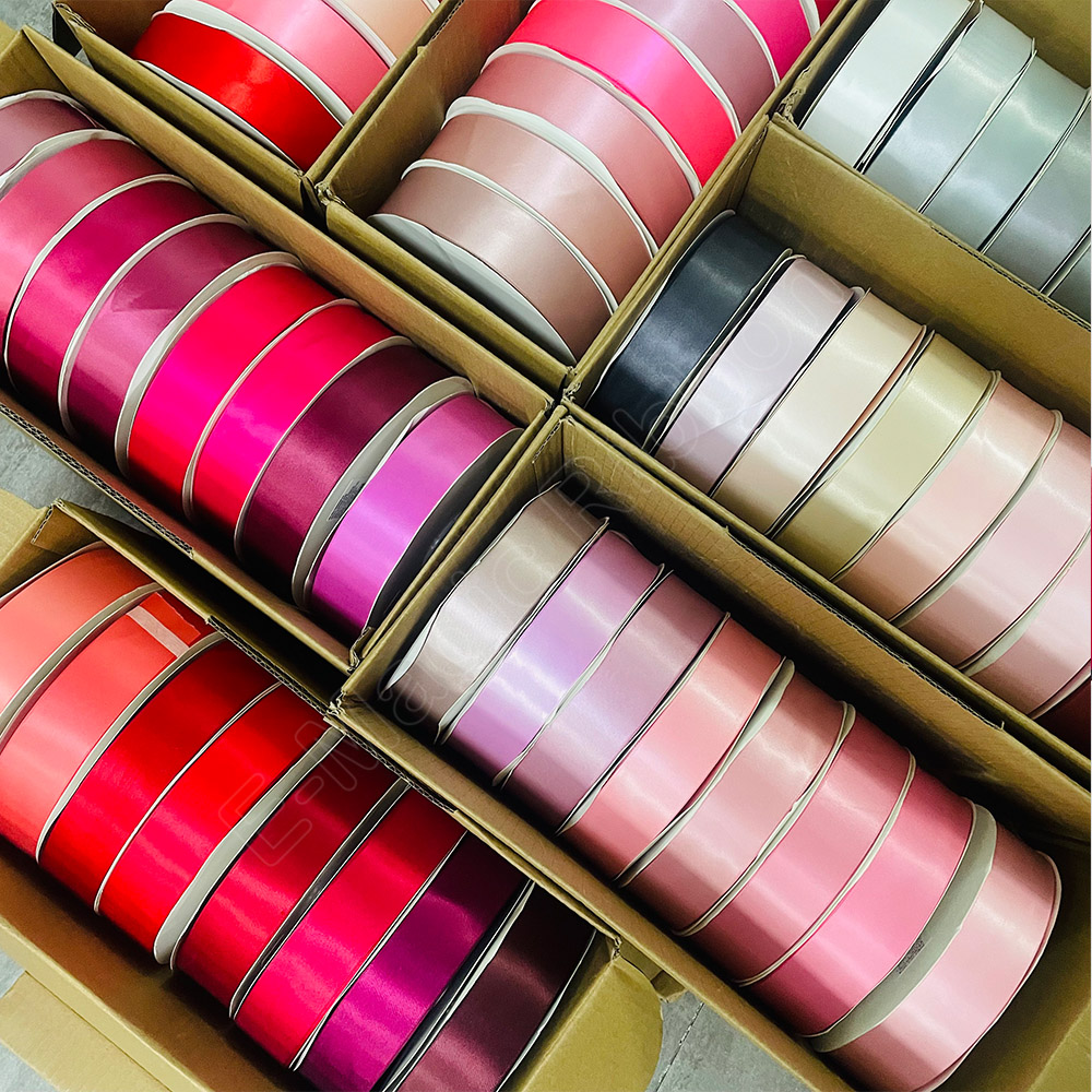 E-Magic Wholesale Custom Single Double Side Polyester 1/2 13mm Satin Ribbon Roll 100Yards