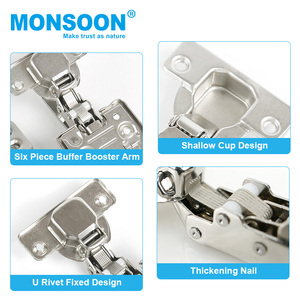 Idraulico Soft Close <span class=keywords><strong>3D</strong></span> cerniera nascosta a due vie cardini dell'armadio con cuscinetti a sfera <span class=keywords><strong>3D</strong></span> mobili in acciaio per uso cucina - Product Image 2