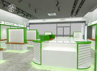 Comptoir de présentation en verre élégant pour accessoires de téléphonie mobile, idéal pour les aménagements intérieurs de magasins de téléphonie mobile et de cuisines.