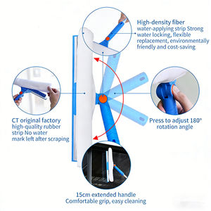 Kit de raclette de lavage de vitres extérieures professionnelles 2 en 1 tête en plastique extensible rotative vadrouille pivotante et nettoyeur de raclette de vitres - Product Image 2