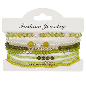 Fashion Jewelry <b>Beaded</b> <b>Bracelets</b> Set 7Pcs Imitation Pearl Bohemia Style Women's Gift Made In China - Product Image 5