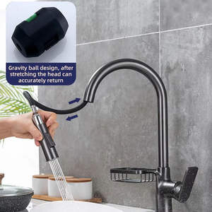 Nouvelle arrivée : Robinet de cuisine extractible en laiton avec eau chaude et froide et panier de séchage - Product Image 6