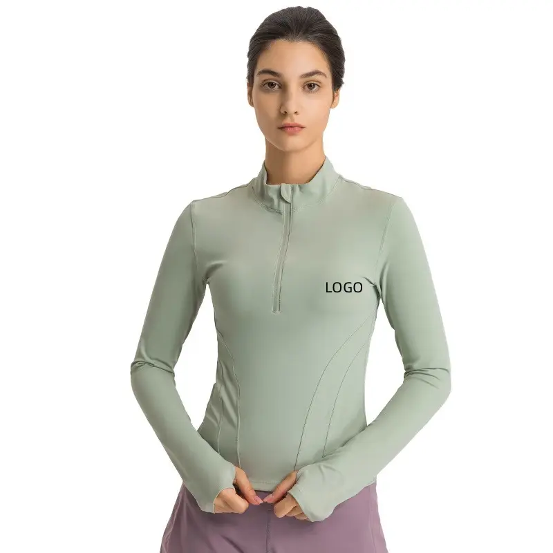 hot selling zipper skintight women' sport plus size shirt gym yoga wear gym yoga wear