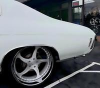 Jantes en argent brossé à 5 branches en forme de pentagramme, à déport profond, avec rebord extérieur poli, pour voitures muscle classiques, compatibles avec Chevelles, Ford, GMC
