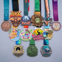 Médailles personnalisées en métal 3D pour marathon et trail, récompense sportive en alliage de zinc avec ruban pour événements sportifs