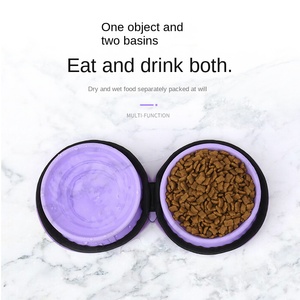 2-In-1 Draagbare Reishondenkommen Dubbele Siliconen Voederbakken Met Ritssluiting, Antislip, Geen Lekkage Voor Huisdiervoer En Watervoerbak - Product Image 2