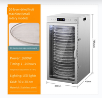 Séchoir à air chaud rotatif à 20 plateaux, séchoir commercial pour fruits, séchoir entièrement automatique pour fruits et légumes domestique, déshydrateur alimentaire