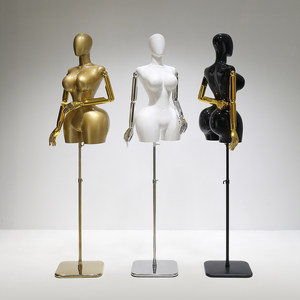 Maniquí <span class=keywords><strong>de</strong></span> Mujer <span class=keywords><strong>de</strong></span> Plástico ABS Ajustable <span class=keywords><strong>de</strong></span> Talla <span class=keywords><strong>Grande</strong></span> Shining Star X-F01 Plus, Torso Pintado en Dorado con Curvas y Pechos Grandes - Product Image 6