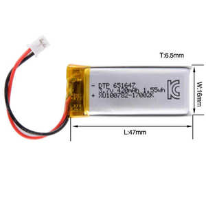 Batería de Iones de Litio 651647 de 420 mAh y 3.7 V, Polímero de Alta Calidad, Precio de Fábrica al por Mayor - Product Image 2
