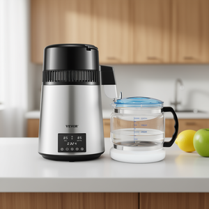 Destilador de Agua Vevor de 750W, Acero Inoxidable, 1.1 Galones, de Sobremesa, con Pantalla de Temperatura Dual y Jarra de Vidrio - Product Image 2