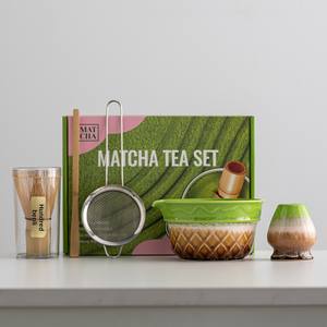 Ensemble de bols à <span class=keywords><strong>matcha</strong></span> en porcelaine YUBIN, support pour mixeur, 5 pièces, fonction de filtration, résistant à la chaleur, emballage cadeau écologique - Product Image 1