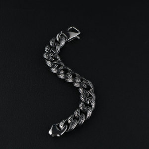 Bracelet en aluminium pour hommes, 21.5Cm, motif diamant, design alphanumérique, bijoux, cadeau CE609 - Product Image 3
