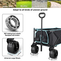 Poussette pliante légère multifonctionnelle avec cadre en métal pour l'extérieur Chariot couvert Wagons de camping Chariot pliable Chariot
