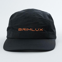 Casquette de camping unisexe personnalisée imperméable à 5 panneaux en nylon noir avec logo imprimé pour les sports de plein air, la plage, la pêche et la course à pied