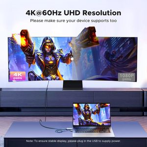 <span class=keywords><strong>UGREEN</strong></span> สาย <span class=keywords><strong>HDMI</strong></span> เป็น DisplayPort แบบแอคทีฟ ชนิดขั้วต่อชาย แบบทิศทางเดียว พร้อมพอร์ต USB รองรับ 4K 60Hz 1080P 120Hz <span class=keywords><strong>HDMI</strong></span> to DP Display HDR - Product Image 3