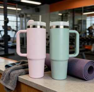 Vente directe usine – Tasses de voiture isothermes en acier inoxydable de 40 oz avec paille, couleurs personnalisables, poignée élégante et de haute <span class=keywords><strong>qualité</strong></span> - Product Image 1