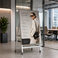 Afficheur LED intérieur P1.86 P2.5, écran publicitaire numérique portable, écran d'affichage numérique, contrôle par application sans fil, support pliable, roues mobiles