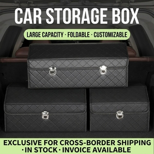 Organisateur de <span class=keywords><strong>coffre</strong></span> de <span class=keywords><strong>voiture</strong></span> en cuir de luxe, boîte de rangement pliable et portable pour SUV et véhicules automobiles - Product Image 5