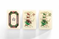 Mahjong Tradisional Cina Chinoiserie Amerika Warna Krem Gading Ubin Mahjong Akrilik Phoenix Plum Blossom Bambu Kupu-kupu Joker