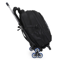 Sac à dos scolaire grande capacité 6 roues, tendance, imperméable, léger, pour les classes 2-6, en nylon, avec roulettes pour monter les escaliers