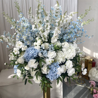 Dekorasi Pernikahan IFG Bunga Bola Diameter 80 cm Warna Biru Langit Buatan dari Mawar, Hydrangea, dan Delphinium