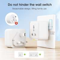 Prise intelligente WiFi Tuya 16A, adaptateur de voyage universel avec moniteur de puissance pour prises UK/EU
